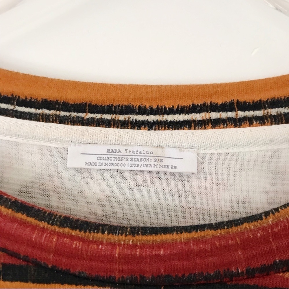 Zara Long Sleeve Red and Orange Graphic Top Size Small - Picture 6 of 8